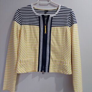 DOLCE VITA Elegant Yellow/Navy Striped Blazer Jacket Women's 8 NWOT